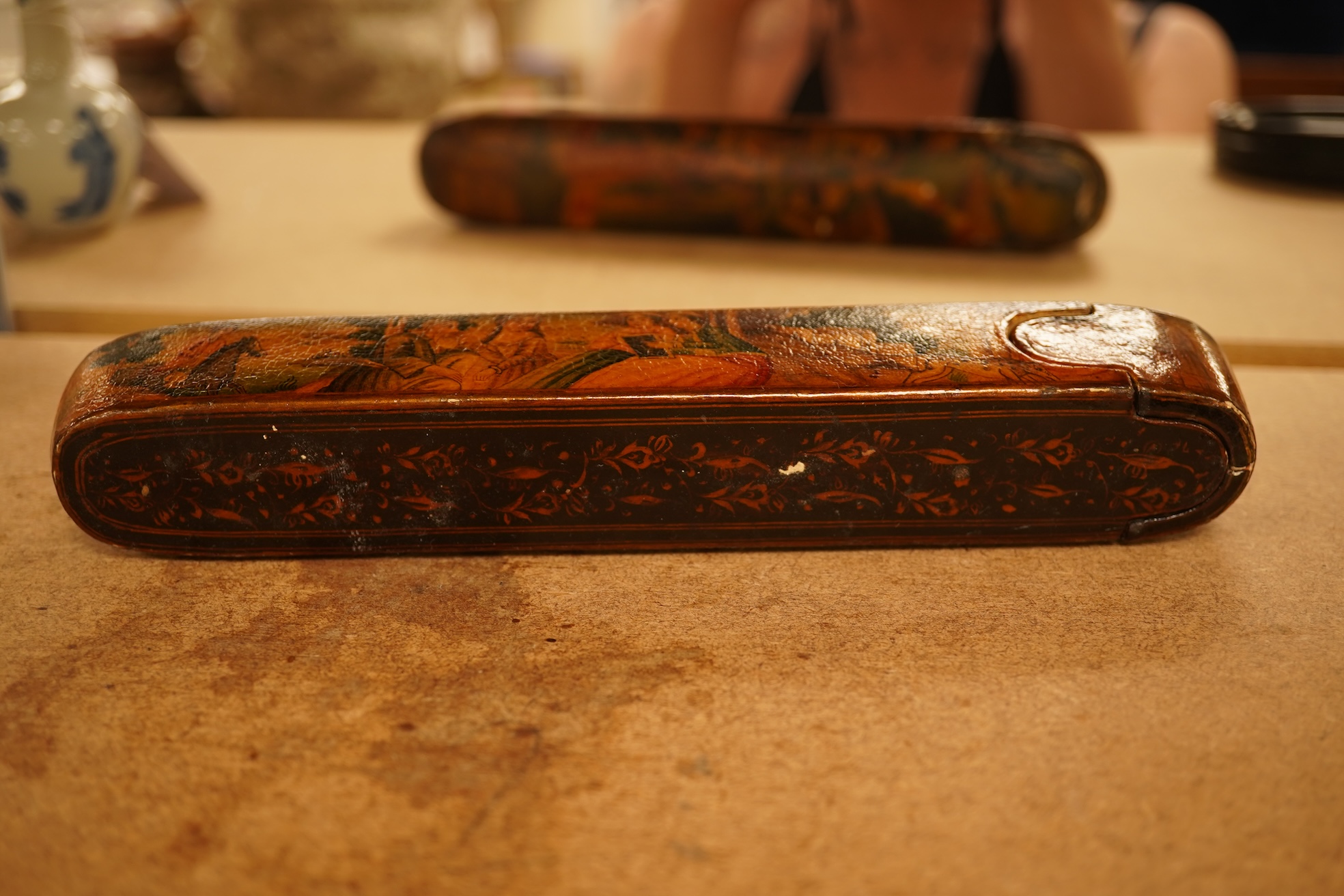 A 19th century Persian scribe’s pen box (qalamdan), 22.5cm long